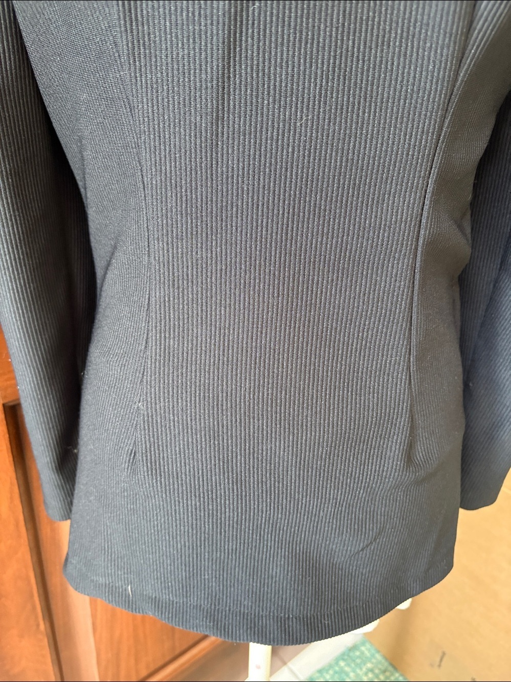 Blazer  Jacket  Double-Breasted Silvertone snaps Ribbed polyester women’s size S - Picture 9 of 11